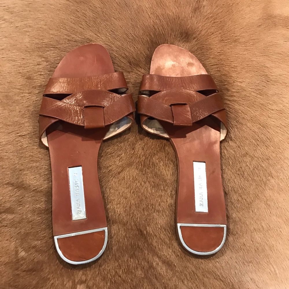 ZARA Leather crossover sandals size EU 40